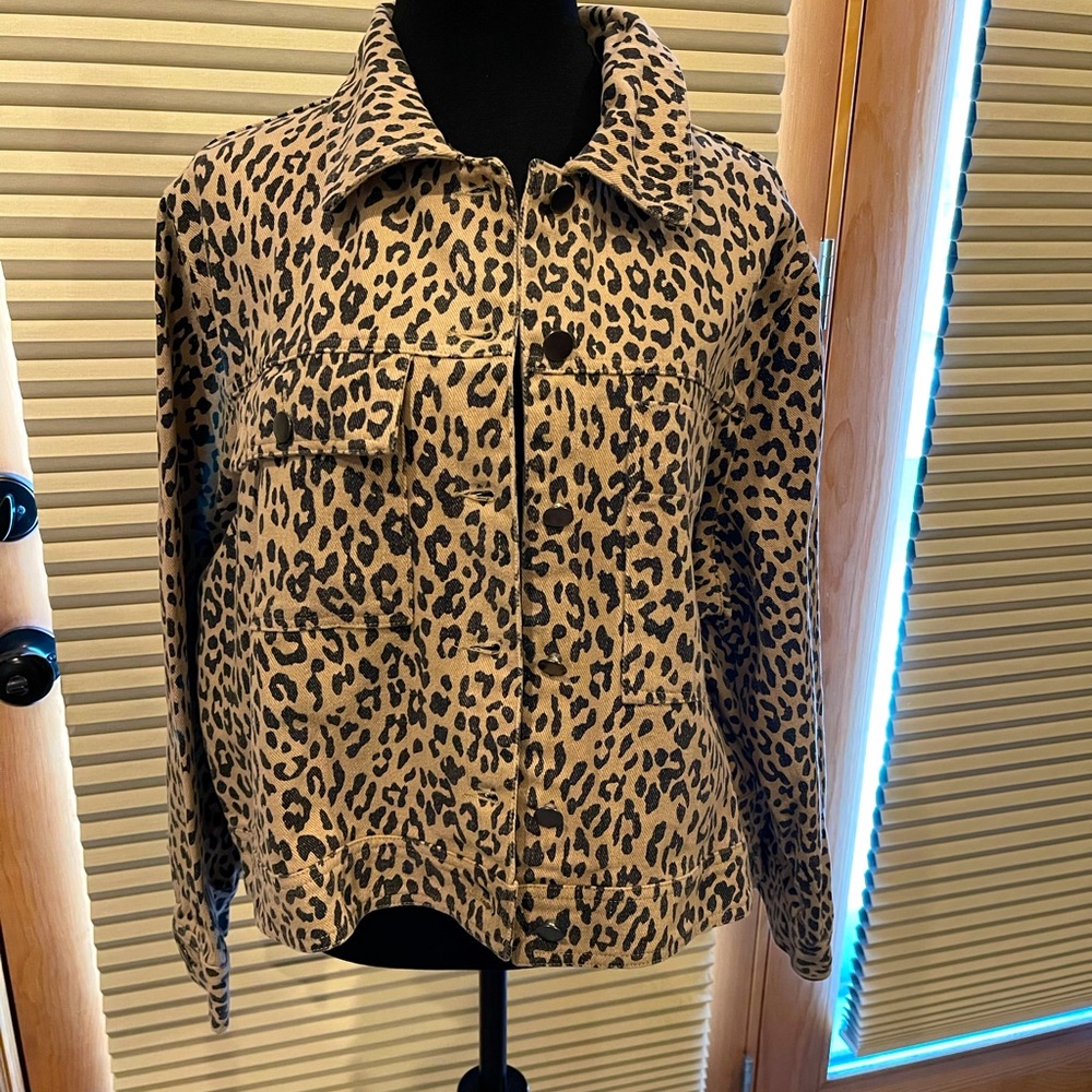 Leopard jean jacket